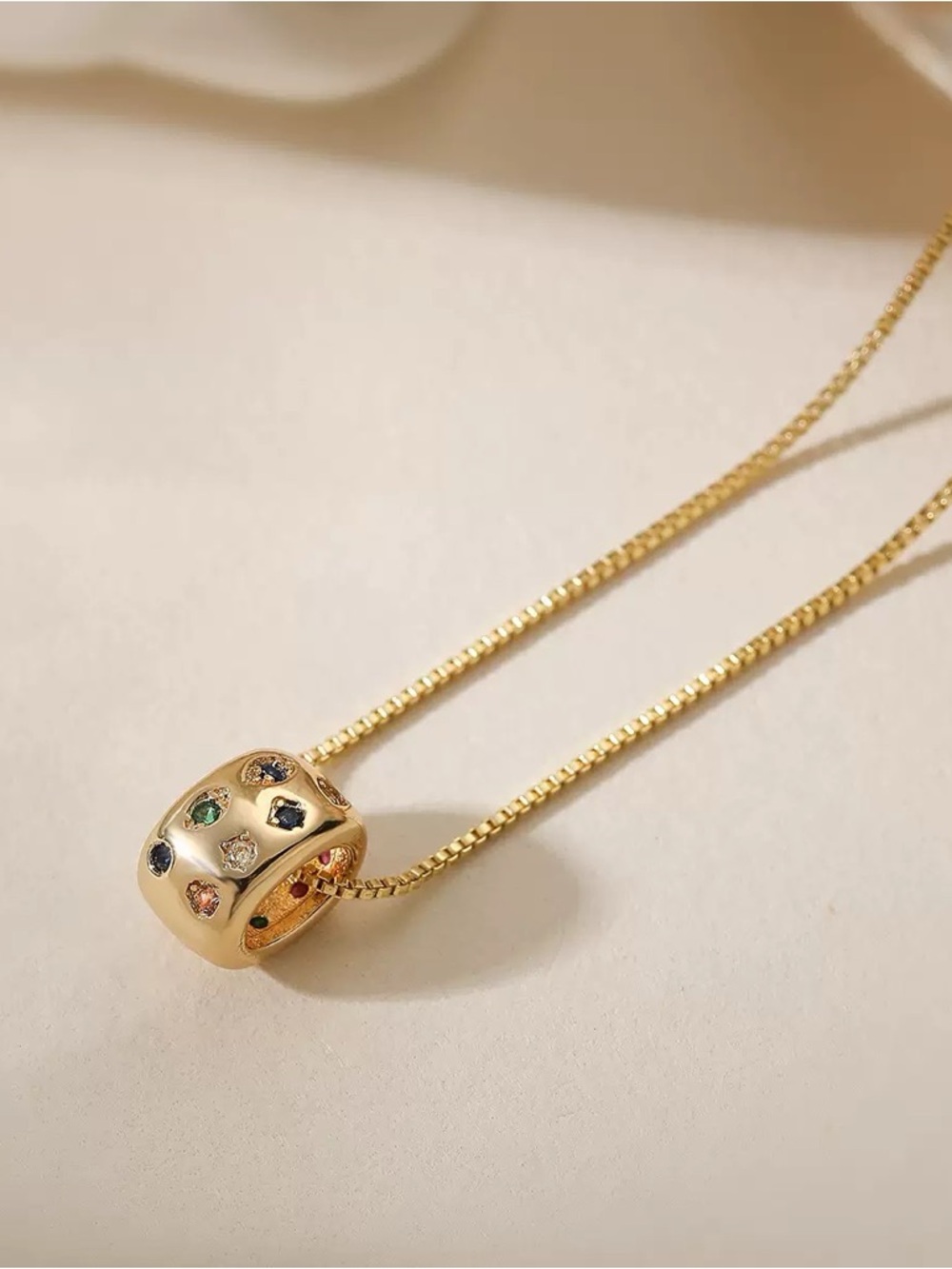 Anthropologie Gold Multigem Dome Pendant Necklace